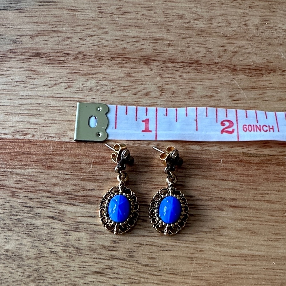 Vintage Blue and Gold Earrings